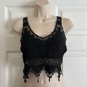 Elegant Black Lace Crop Top